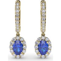 Drop Earrings with Oval Sapphires and Diamond Halos by Fana - 1.89 Carat Total Gemstone Weight
