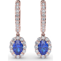 Drop Earrings with Oval Sapphires and Diamond Halos by Fana - 1.89 Carat Total Gemstone Weight
