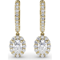 Drop Earrings with Pavé Hoops and Oval Diamond Halo Dangles by Fana - 1.52 Carat Total Diamond Weight