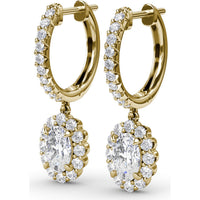 Drop Earrings with Pavé Hoops and Oval Diamond Halo Dangles by Fana - 1.52 Carat Total Diamond Weight