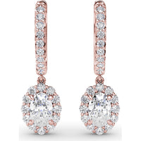 Drop Earrings with Pavé Hoops and Oval Diamond Halo Dangles by Fana - 1.52 Carat Total Diamond Weight