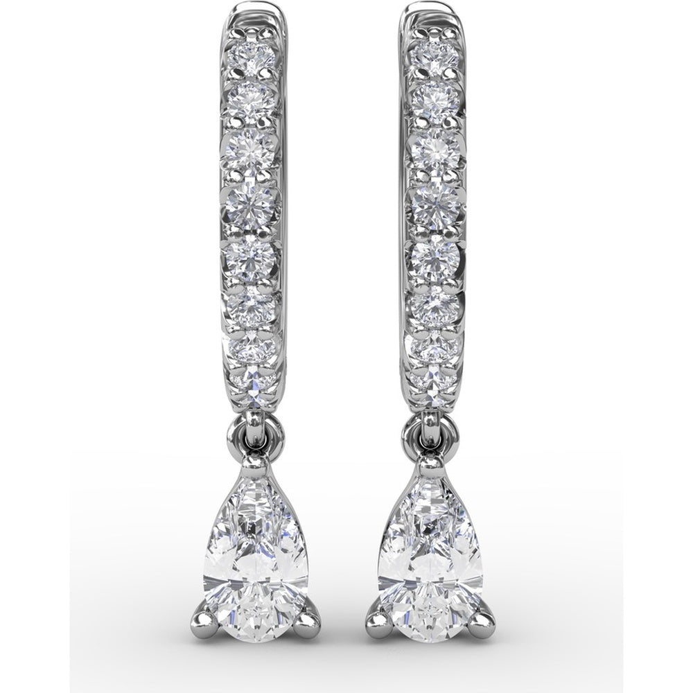 Drop Earrings with Pavé Hoops and Pear-Shaped Diamonds by Fana - 0.70 Carat Total Diamond Weight