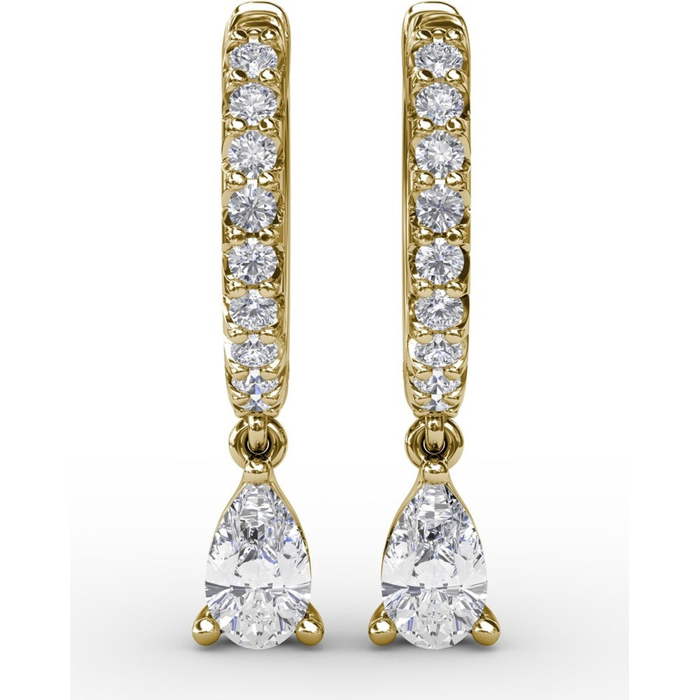 Drop Earrings with Pavé Hoops and Pear-Shaped Diamonds by Fana - 0.70 Carat Total Diamond Weight