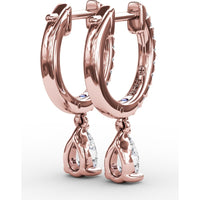 Drop Earrings with Pavé Hoops and Pear-Shaped Diamonds by Fana - 0.70 Carat Total Diamond Weight