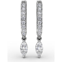 Drop Earrings with Round Pavé Hoops and Marquise Diamond Dangles by Fana - 0.53 Carat Total Diamond Weight