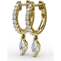Drop Earrings with Round Pavé Hoops and Marquise Diamond Dangles by Fana - 0.53 Carat Total Diamond Weight