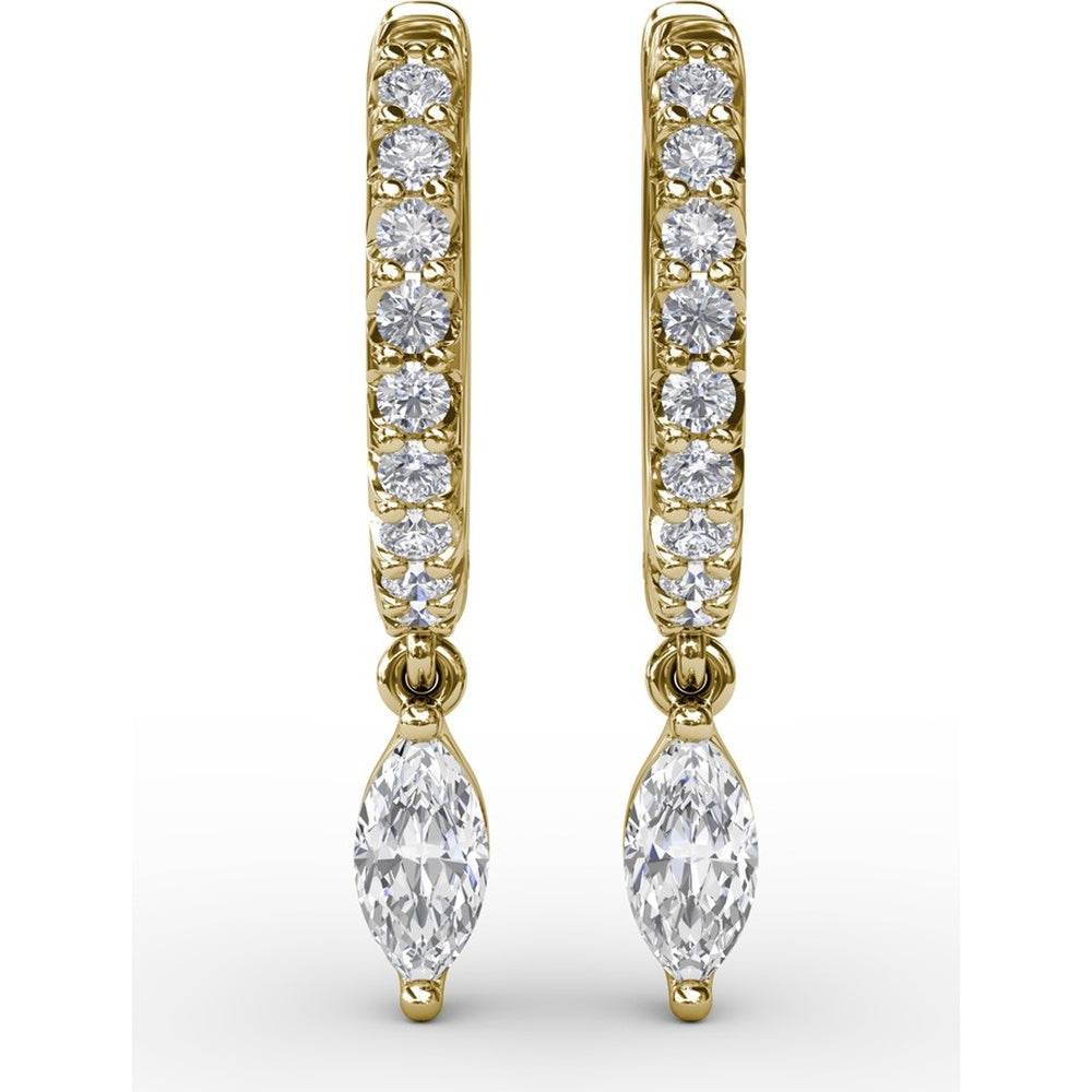 Drop Earrings with Round Pavé Hoops and Marquise Diamond Dangles by Fana - 0.53 Carat Total Diamond Weight