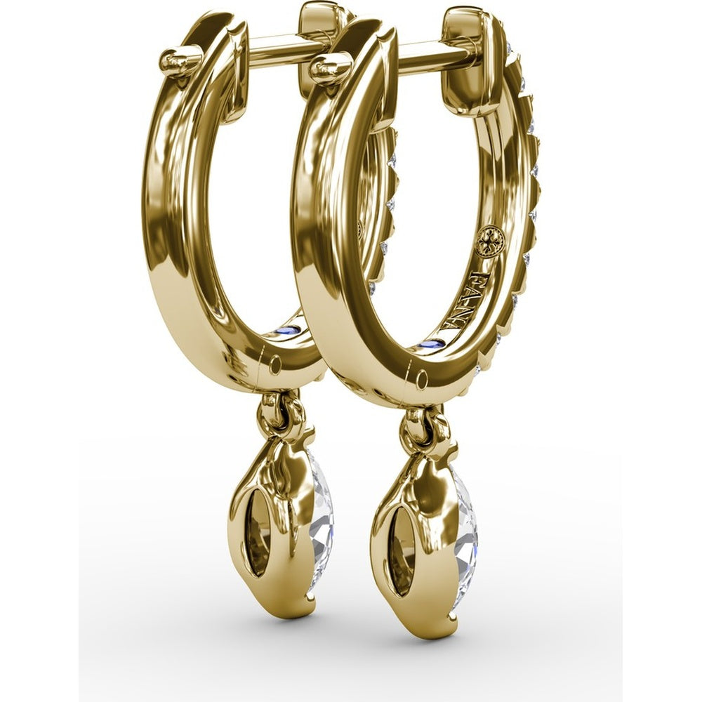 Drop Earrings with Round Pavé Hoops and Marquise Diamond Dangles by Fana - 0.53 Carat Total Diamond Weight