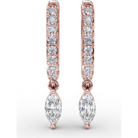 Drop Earrings with Round Pavé Hoops and Marquise Diamond Dangles by Fana - 0.53 Carat Total Diamond Weight
