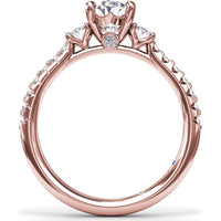 Dynamic Trio Diamond Engagement Ring Setting with Oval Center and Shared-Prong Band - 0.55 Carat Total Side Stone Weight by Fana
