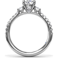 Dynamic Trio Diamond Engagement Ring Setting with Oval Center and Shared-Prong Band - 0.55 Carat Total Side Stone Weight by Fana