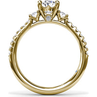 Dynamic Trio Diamond Engagement Ring Setting with Oval Center and Shared-Prong Band - 0.55 Carat Total Side Stone Weight by Fana