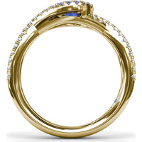 East-to-West Oval Sapphire Ring with Diamond Halo and Split Shank by Fana - 0.87 Carat Total Gemstone Weight