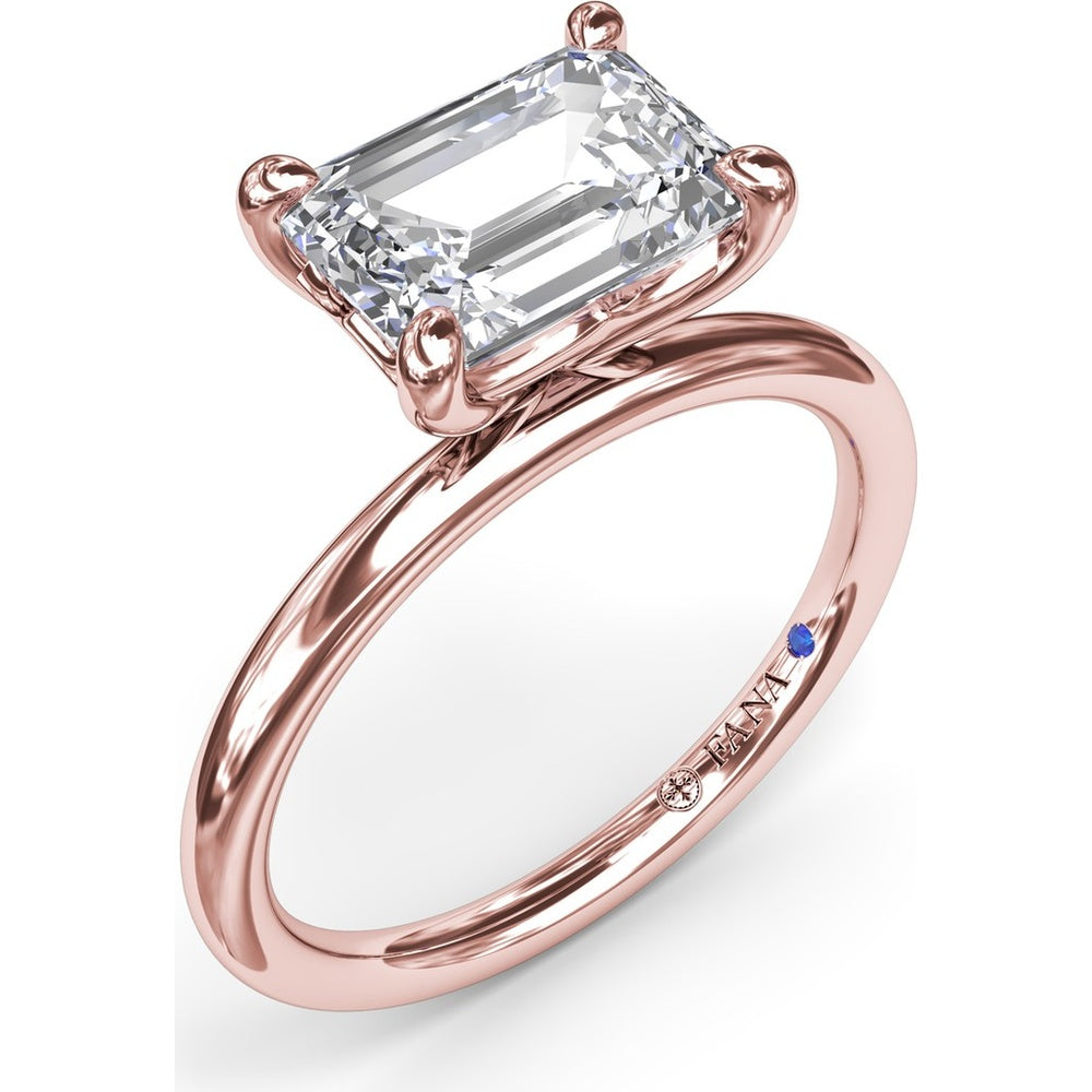 East-West Emerald-Cut Diamond Engagement Ring Setting by Fana
