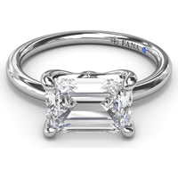 East-West Emerald-Cut Diamond Engagement Ring Setting by Fana