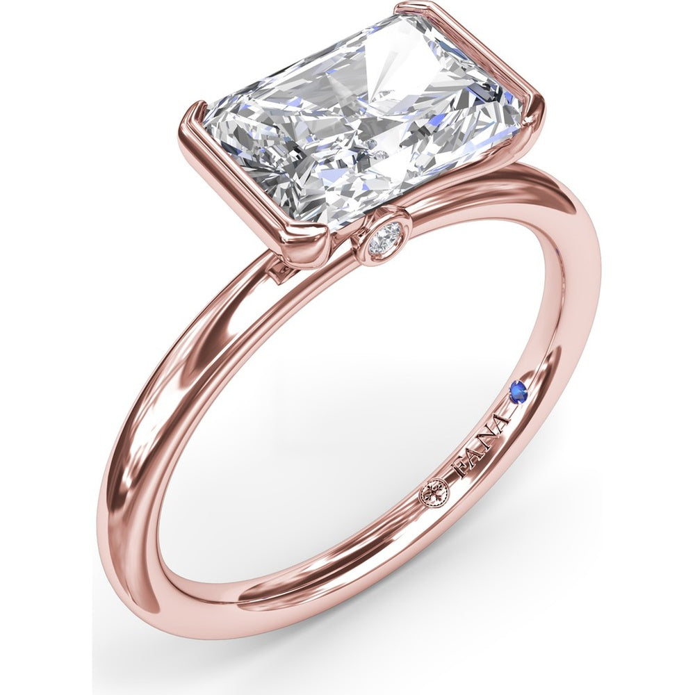 East-West Half Bezel Engagement Ring Setting with Pavé Diamond Band and Hidden Accent by Fana - 0.02 Carat Total Diamond Weight