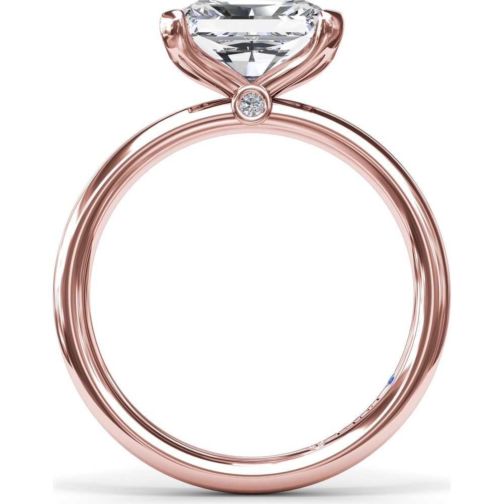 East-West Half Bezel Engagement Ring Setting with Pavé Diamond Band and Hidden Accent by Fana - 0.02 Carat Total Diamond Weight