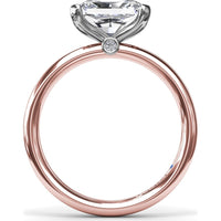 East-West Half Bezel Engagement Ring Setting with Pavé Diamond Band and Hidden Accent by Fana - 0.02 Carat Total Diamond Weight