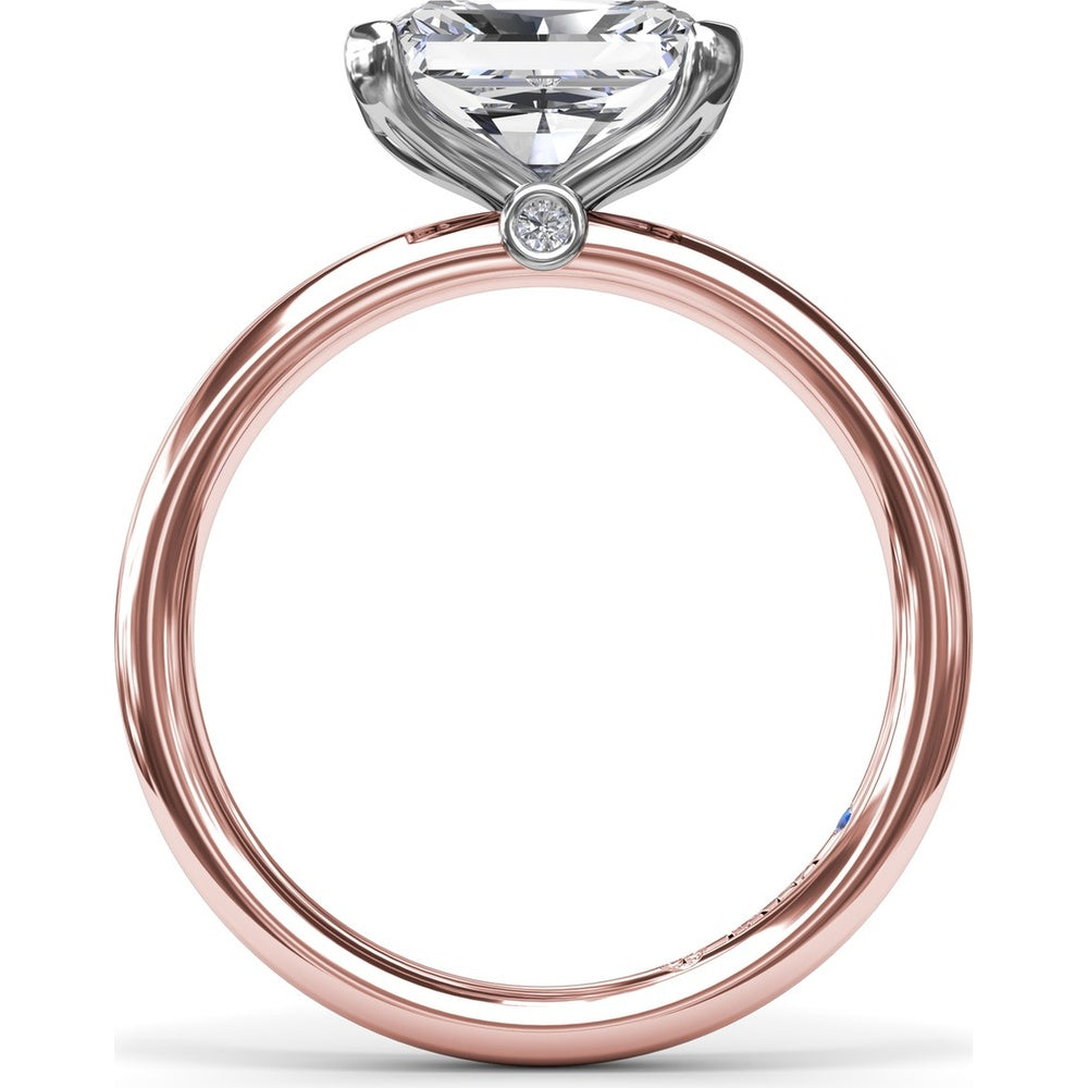 East-West Half Bezel Engagement Ring Setting with Pavé Diamond Band and Hidden Accent by Fana - 0.02 Carat Total Diamond Weight