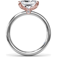 East-West Half Bezel Engagement Ring Setting with Pavé Diamond Band and Hidden Accent by Fana - 0.02 Carat Total Diamond Weight