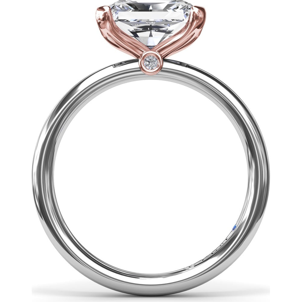 East-West Half Bezel Engagement Ring Setting with Pavé Diamond Band and Hidden Accent by Fana - 0.02 Carat Total Diamond Weight
