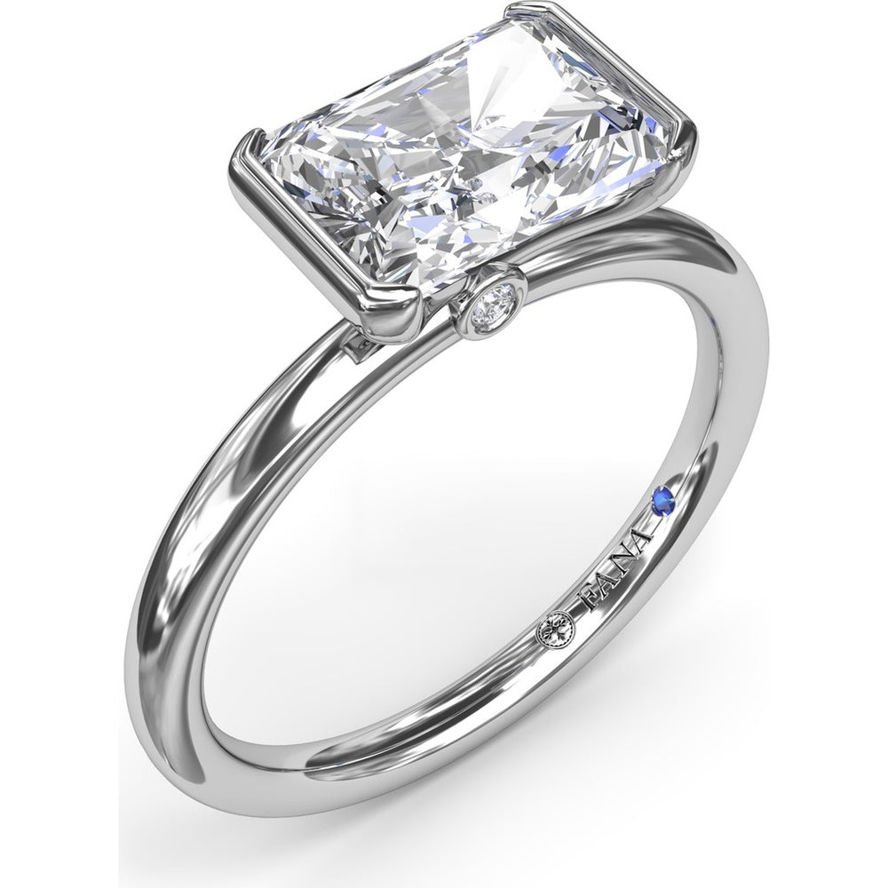 East-West Half Bezel Engagement Ring Setting with Pavé Diamond Band and Hidden Accent by Fana - 0.02 Carat Total Diamond Weight