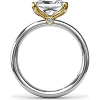 East-West Half Bezel Engagement Ring Setting with Pavé Diamond Band and Hidden Accent by Fana - 0.02 Carat Total Diamond Weight