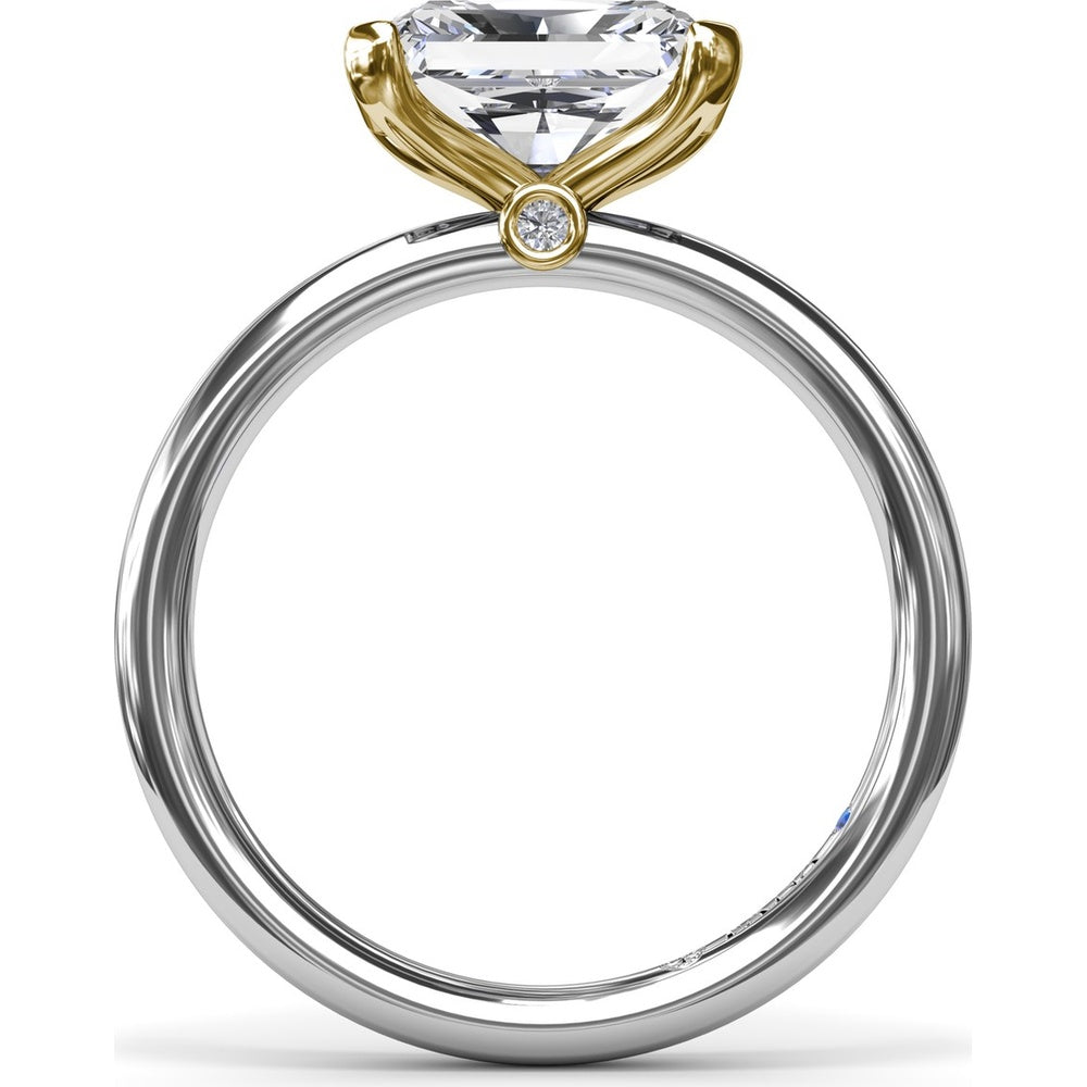 East-West Half Bezel Engagement Ring Setting with Pavé Diamond Band and Hidden Accent by Fana - 0.02 Carat Total Diamond Weight