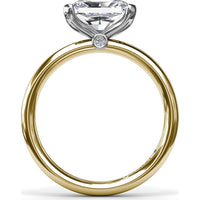 East-West Half Bezel Engagement Ring Setting with Pavé Diamond Band and Hidden Accent by Fana - 0.02 Carat Total Diamond Weight