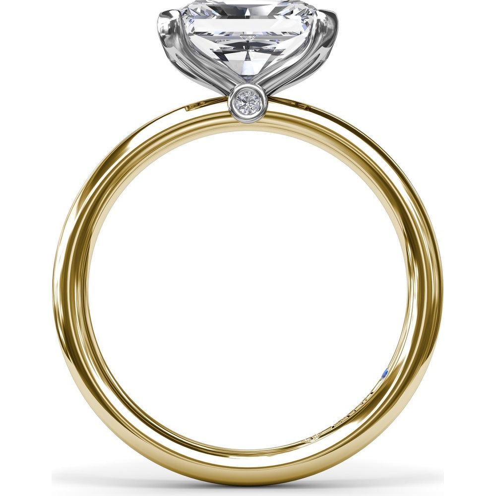 East-West Half Bezel Engagement Ring Setting with Pavé Diamond Band and Hidden Accent by Fana - 0.02 Carat Total Diamond Weight