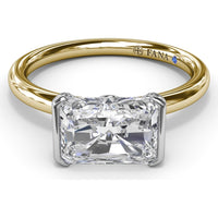 East-West Half Bezel Engagement Ring Setting with Pavé Diamond Band and Hidden Accent by Fana - 0.02 Carat Total Diamond Weight