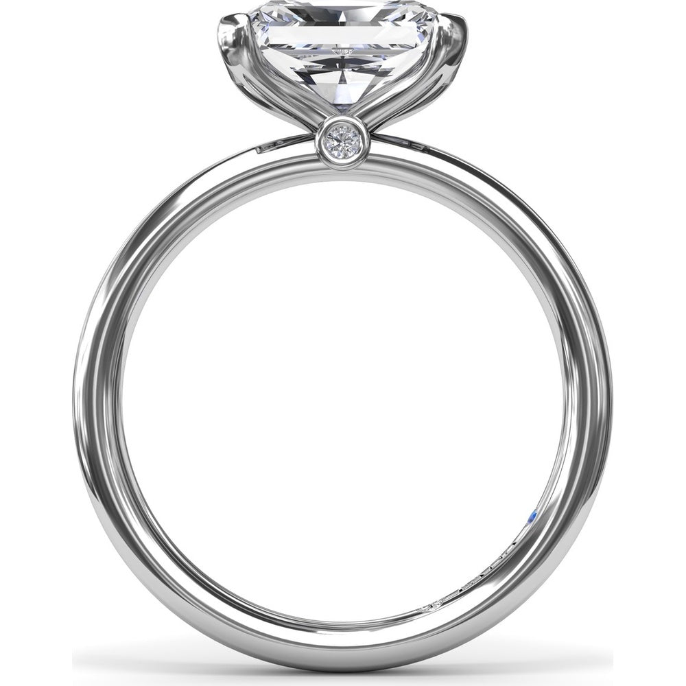 East-West Half Bezel Engagement Ring Setting with Pavé Diamond Band and Hidden Accent by Fana - 0.02 Carat Total Diamond Weight