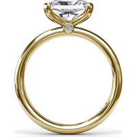 East-West Half Bezel Engagement Ring Setting with Pavé Diamond Band and Hidden Accent by Fana - 0.02 Carat Total Diamond Weight