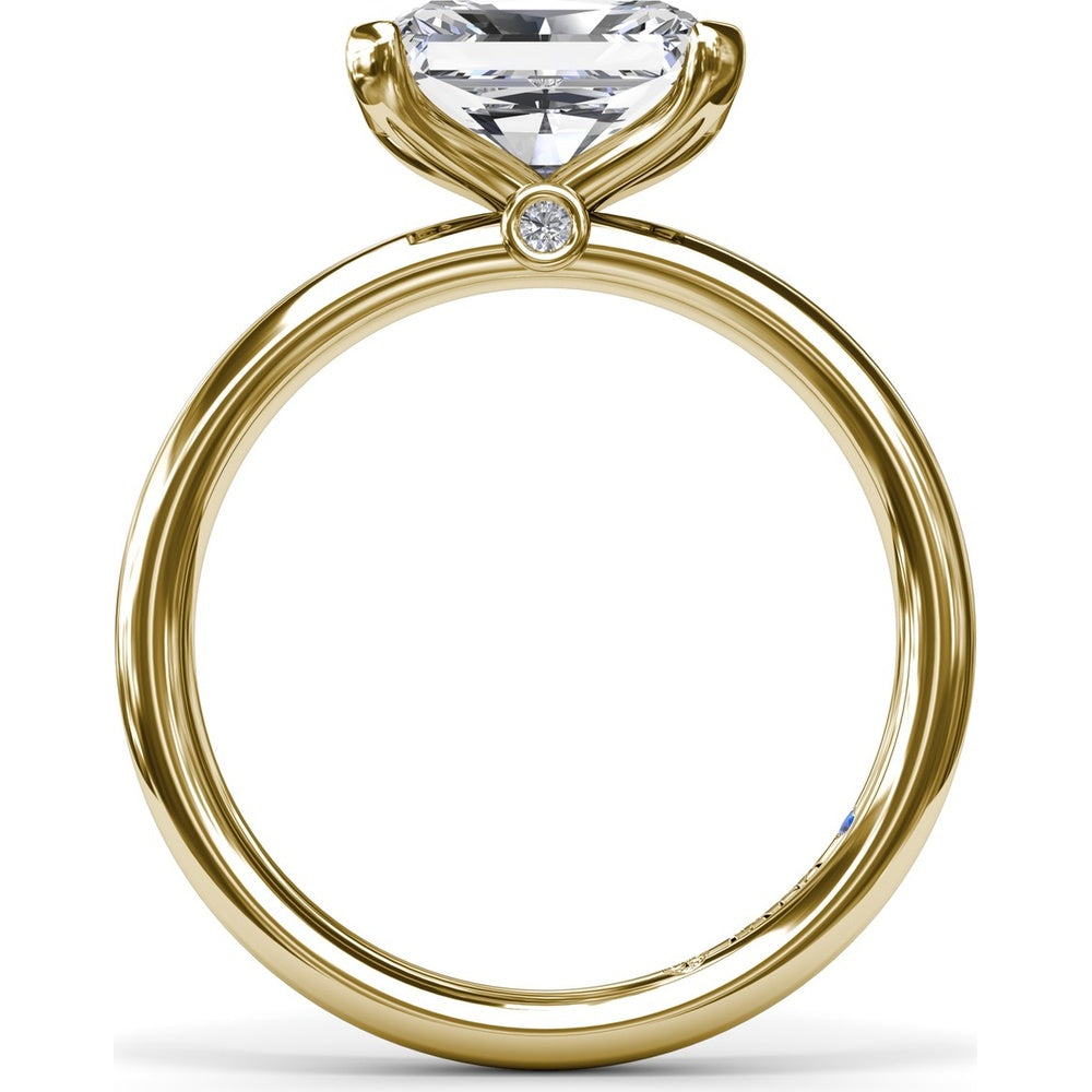 East-West Half Bezel Engagement Ring Setting with Pavé Diamond Band and Hidden Accent by Fana - 0.02 Carat Total Diamond Weight