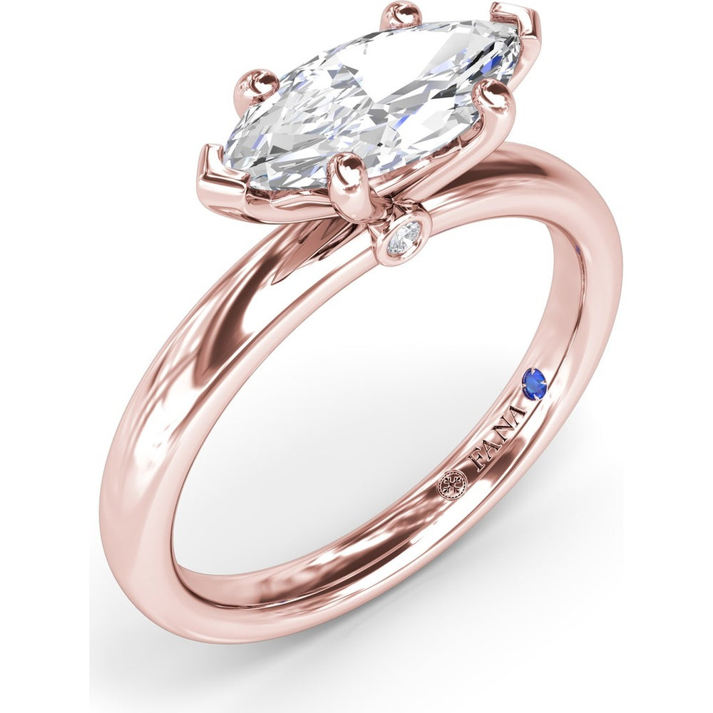East-West Marquise Engagement Ring Setting with Peek-a-Boo Diamond by Fana