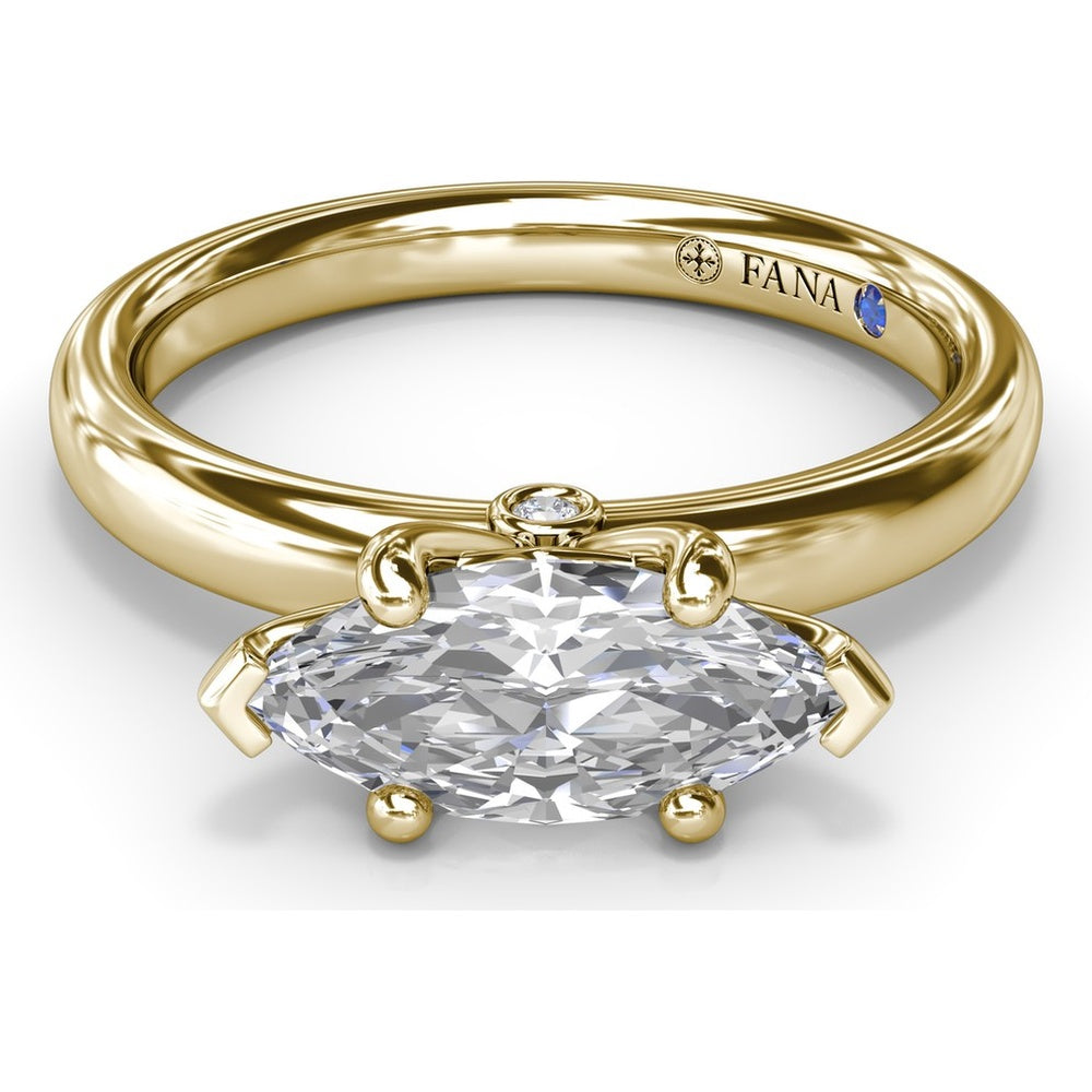 East-West Marquise Engagement Ring Setting with Peek-a-Boo Diamond by Fana