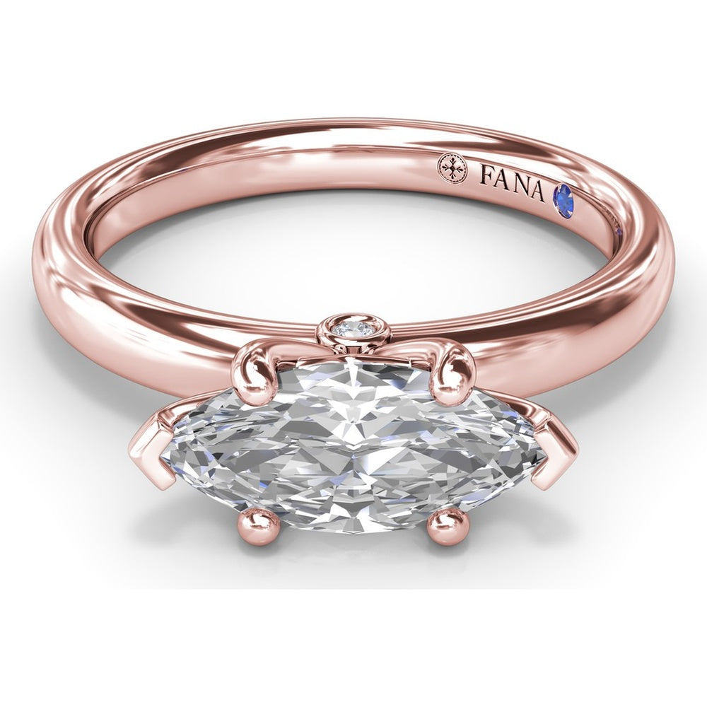 East-West Marquise Engagement Ring Setting with Peek-a-Boo Diamond by Fana