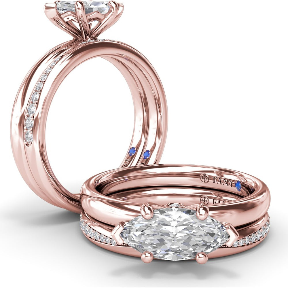 East-West Marquise Engagement Ring Setting with Peek-a-Boo Diamond by Fana