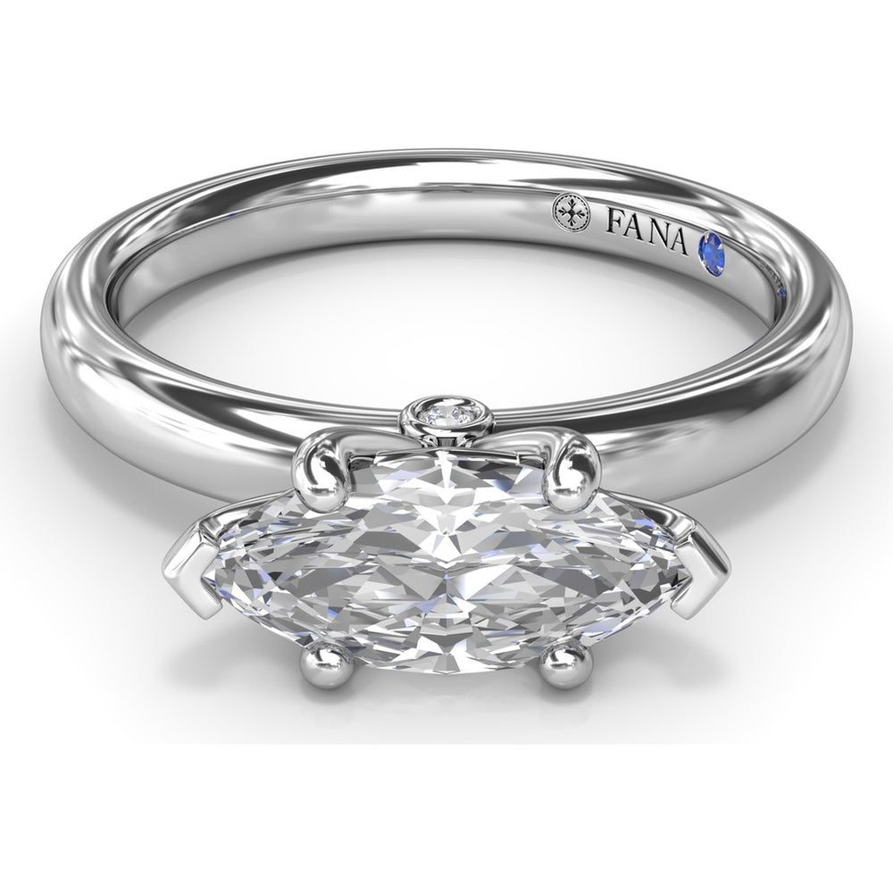East-West Marquise Engagement Ring Setting with Peek-a-Boo Diamond by Fana