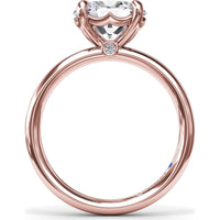 East-West Oval Diamond Solitaire Engagement Ring Setting with Hidden Sapphire Detail by Fana