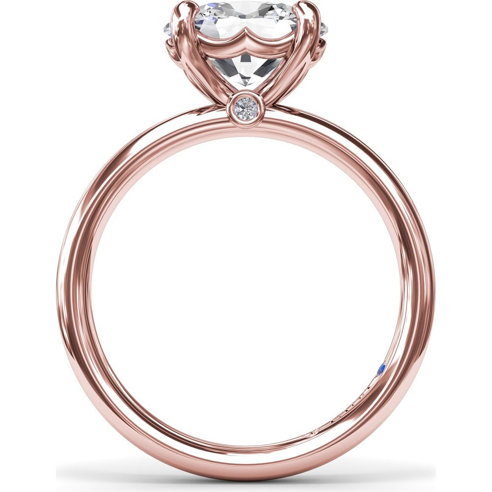 East-West Oval Diamond Solitaire Engagement Ring Setting with Hidden Sapphire Detail by Fana