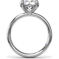 East-West Oval Diamond Solitaire Engagement Ring Setting with Hidden Sapphire Detail by Fana
