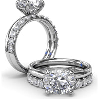 East-West Oval Diamond Solitaire Engagement Ring Setting with Hidden Sapphire Detail by Fana