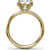 East-West Oval Diamond Solitaire Engagement Ring Setting with Hidden Sapphire Detail by Fana