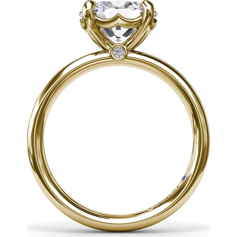 East-West Oval Diamond Solitaire Engagement Ring Setting with Hidden Sapphire Detail by Fana