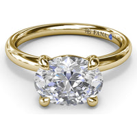 East-West Oval Diamond Solitaire Engagement Ring Setting with Hidden Sapphire Detail by Fana