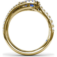East-West Pear Sapphire Wrap Ring with Split Shank Diamond Halo by Fana - 1.17 Carat Total Gemstone Weight