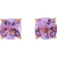 EFFY 14K Rose Gold 4.30 Carat Total Weight Cushion Cut Amethyst Stud Earrings with Secure Four-Prong Setting
