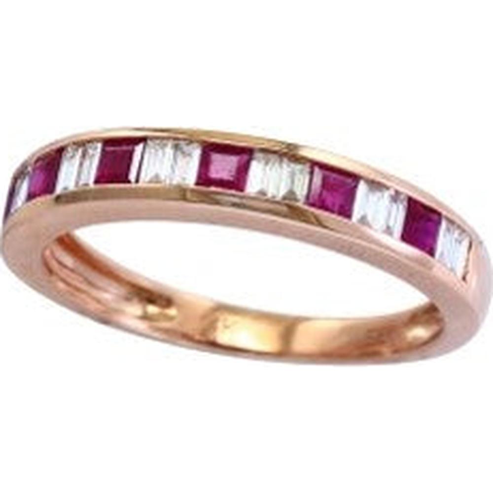 EFFY 14K Rose Gold Band with Alternating Baguette Rubies and Baguette Diamonds - 0.50 Carat Total Ruby Weight, 0.29 Carat Total Diamond Weight