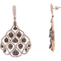 EFFY 14K Rose Gold Chandelier Drop Earrings with Pave-Set Round Chocolate and White Diamonds - 4.68 Carat Total Diamond Weight